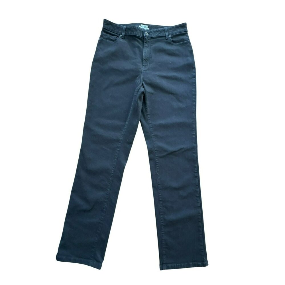 L.L. Bean Women's 16 Tall Black Jeans Classic Fit Straight Leg Stretch Denim 16T
